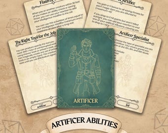 Artificer Class Ability Cards for Dungeons & Dragons 5th Edition - (Printable PDF) - DnD 5E Board Game Accessory for Players and DMs