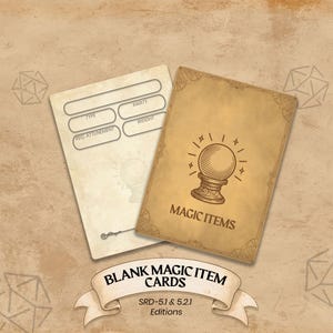 Lege kaarten met magische items voor Dungeons & Dragons 5e editie - (afdrukbare pdf) - DnD 5E-bordspelaccessoire voor spelers en DM's