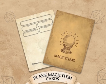 Blank Magic Item Cards for Dungeons & Dragons 5th Edition - (Printable PDF) - DnD 5E Board Game Accessory for Players and DMs