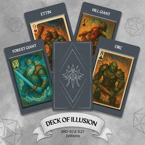 Deck of Illusion Illustrated Set för Dungeons & Dragons 5th Edition (utskrivbar PDF) - DnD 5E brädspelstillbehör för spelare och DM:ar
