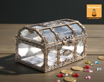 Cofre del tesoro pirata de plástico transparente, organizador de joyas, recuerdo de fiesta