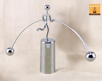 Metal Kinetic Balance Sculpture – Balancing Man Desk Ornament