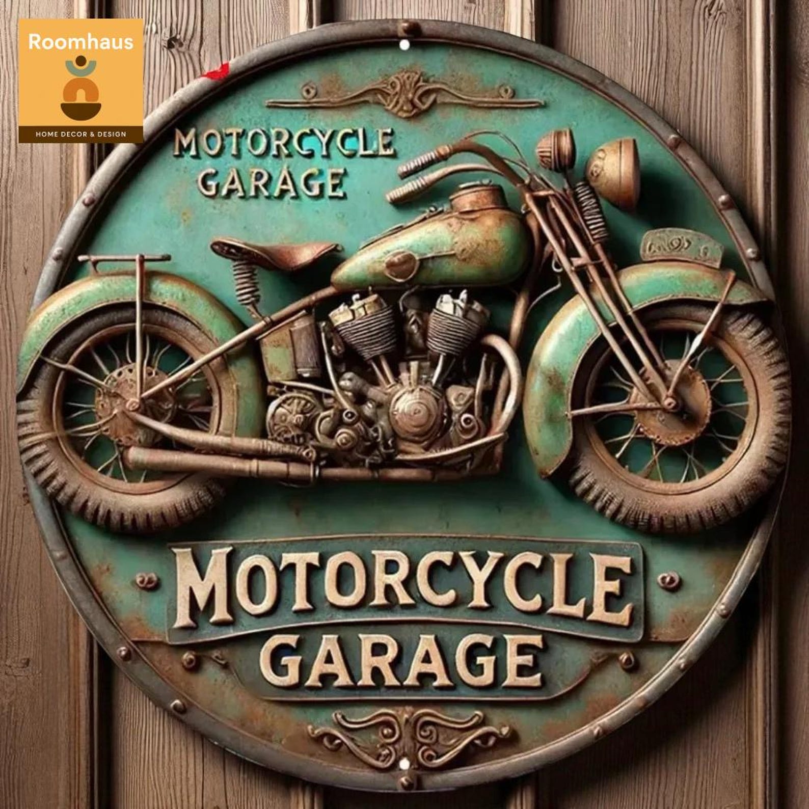 Vintage Motorcycle Garage Sign 2D: Retro Sturdy Wood-look Wall Art - Etsy