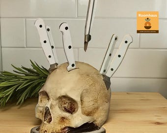 Skull Knife Holder: Spooky Gothic Kitchen Decor