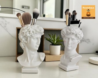David Bust Vase: Greek Statue Head Planter, Makeup Brush Holder