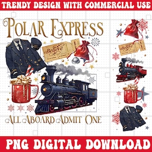 Polar Express PNG, Retro Christmas Movie Graphic Png, Christmas Train Png, Vintage Christmas Movie 90s Instant Download