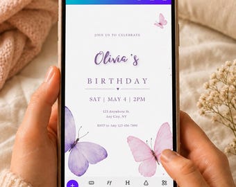 Invitación editable con lazo rosa coqueto, invitación de cumpleaños con cinta, rosa claro, plantilla de Canva
