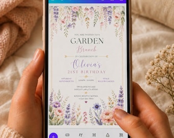 Editable Floral Canva Template Wildflower Garden Birthday Invitation