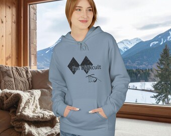 Black Diamond Ski Hoodie, I'm Difficult with Fallen Skier, Winter Apparel