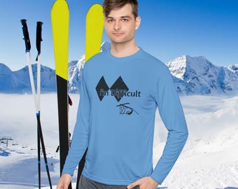 I'm Difficult Ski with Fallen Skier Long-Sleeve T-Shirt, Black Diamond Design
