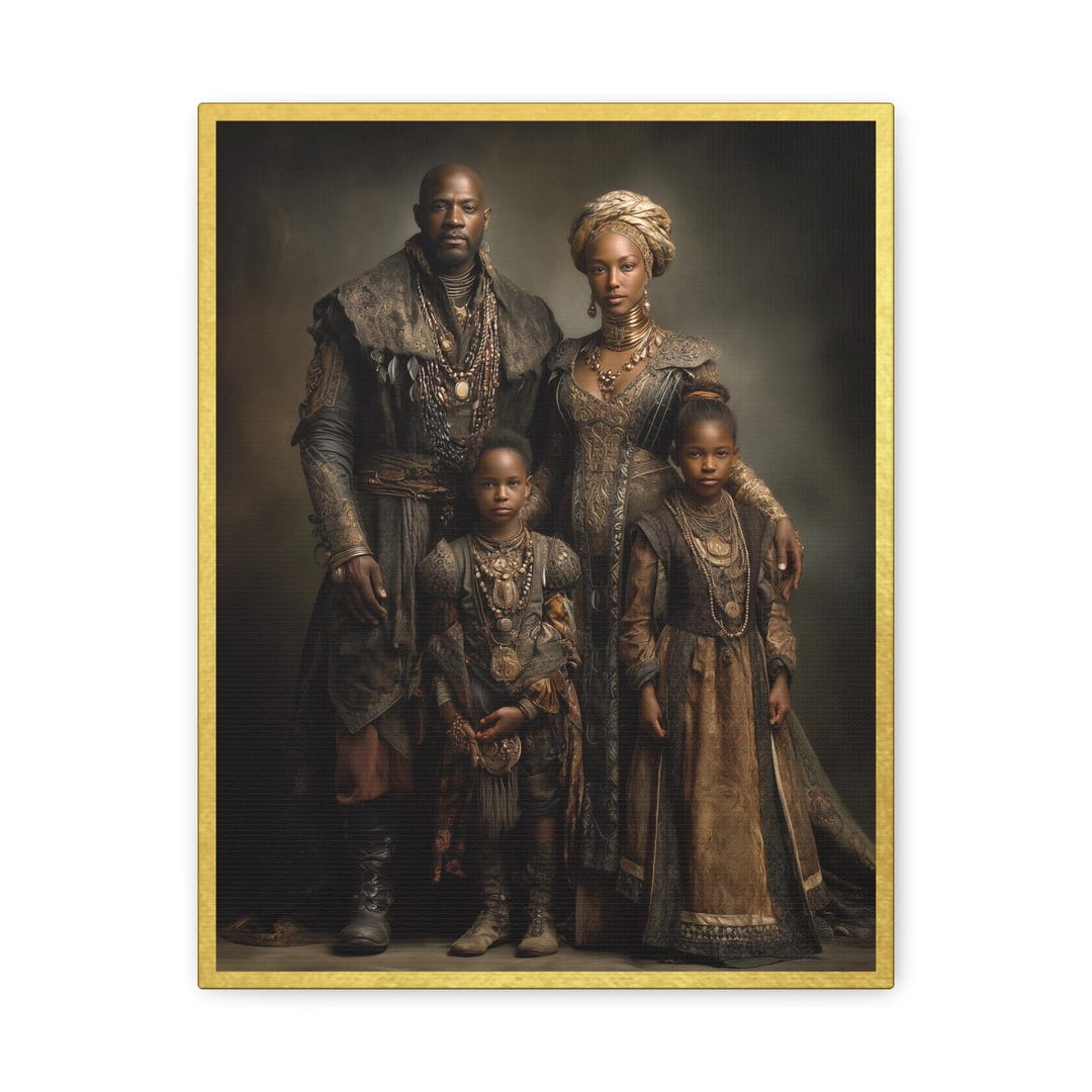 African Royal Family Portrait: Gold & Ivory Sovereignty Canvas Art - Etsy