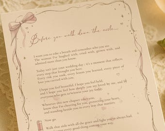 Wedding Day Letter for Bride, Sentimental Keepsake (Printable), Instant Canva Download