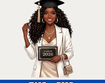 Svg de remise des diplômes - femme noire graduation SVG - afro-américaine fille de remise des diplômes Svg - chapeau de remise des diplômes cheveux bouclés bleu or clipart