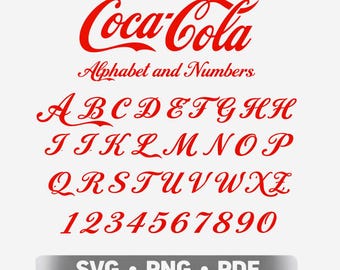 polices de caractères Soda Script vintage, Clipart alphabet Coca Cola (téléchargement SVG, PNG, PDF)