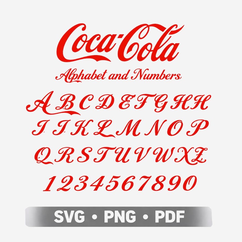 Coca Cola Script Red Vintage Soda Script Font, Coca Cola Alphabet Clipart (SVG, PNG, PDF ...