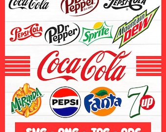 lot de marques de soda vintage PNG svg | Cola, Sprite, Fanta (téléchargement numérique)