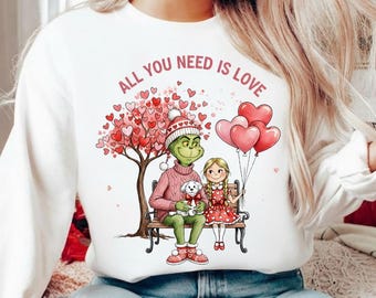 San Valentín verde gruñón PNG, diseño de camiseta de amor divertido (descarga digital)