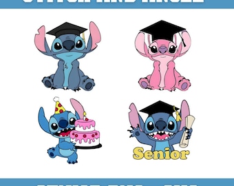 Stitch Angel - Ensemble SVG PNG pour l'obtention du diplôme senior | Design de chemise de la promotion 2026 (téléchargement numérique)
