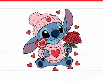 SVG de la Saint-Valentin extraterrestre | Conception florale de dessin animé (téléchargement numérique