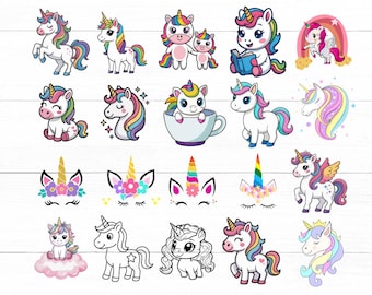 Unicorn SVG Bundle | Cute Clipart, Kawaii Silhouette (Digital Download)