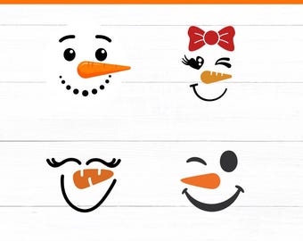 Snowman Faces PNG Clipart Bundle | Winter Sublimation Designs (Digital Download)