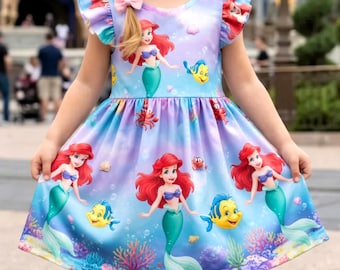 Little Mermaid Dress for Girls, Ariel Princess Dress, Disney Mermaid Toddler Outfit, Under the Sea Kids Dress, Birthday Party Dress