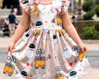 Wall E Dress, Eve Robot Dress, Disney Pixar Wall E Outfit, Robot Love Dress, Toddler Girl Dress, Disney Trip Outfit
