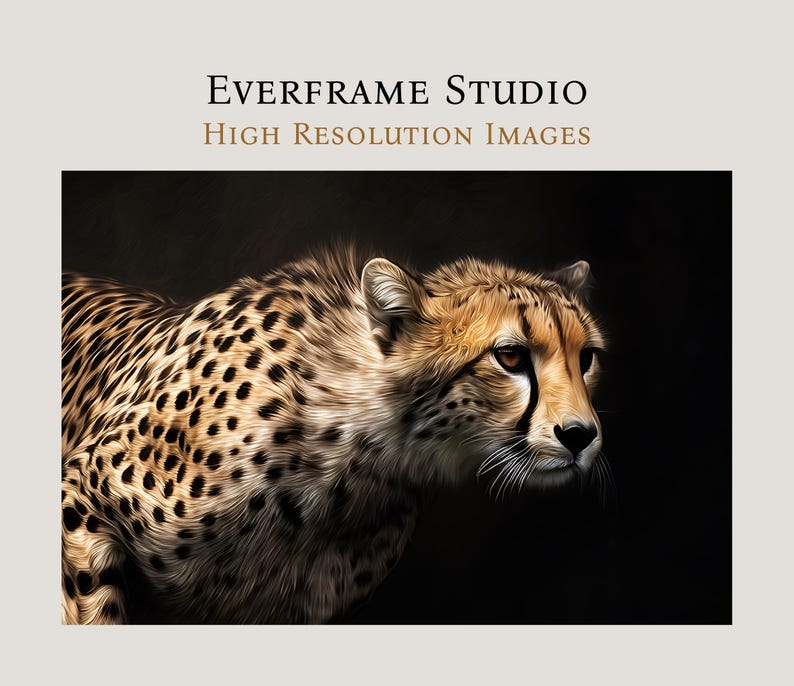 Cheetah Leopard Moody Frame TV Art 4K 8K | Dark Academia Safari Decor ...