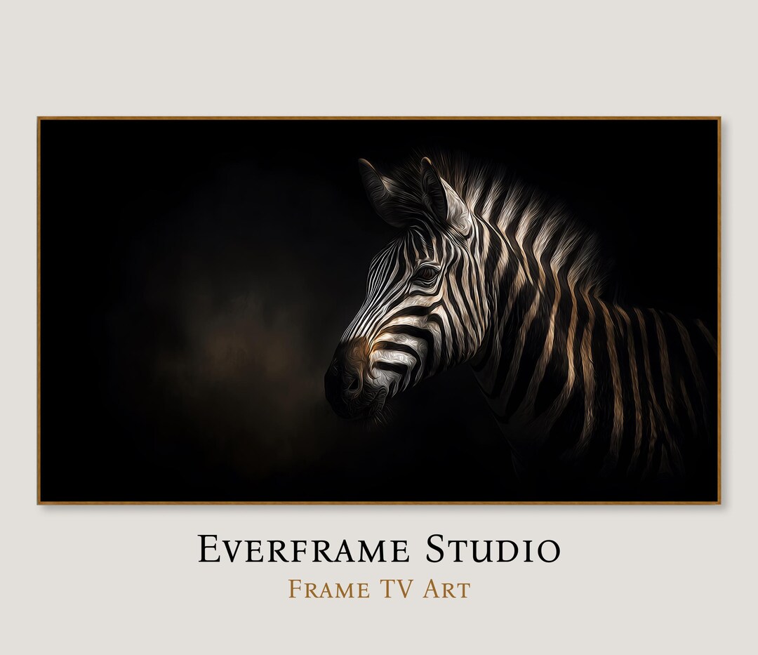 Zebra Decor Frame TV Art 4K 8K | Dark Academia Modern Farmhouse Moody ...