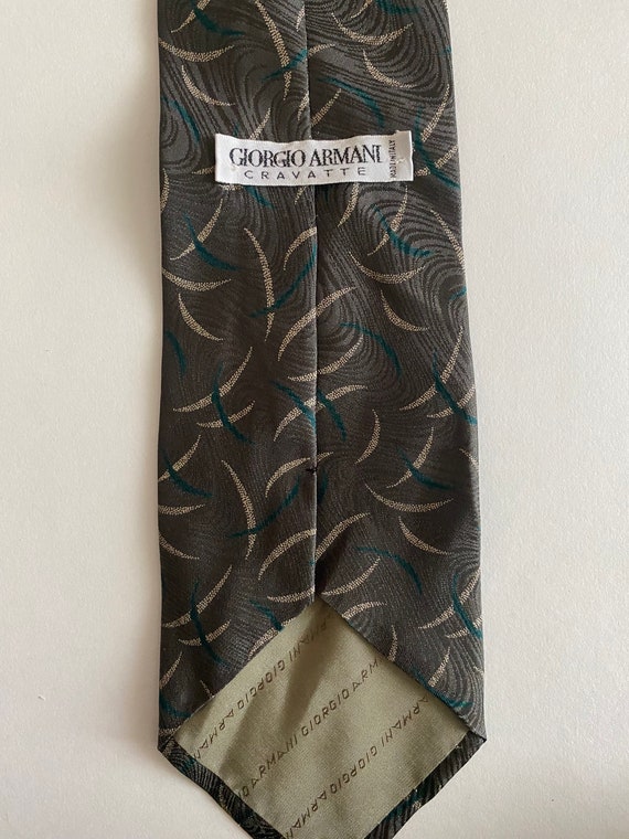Vintage Giorgio Armani Silk Green Design Tie - image 4