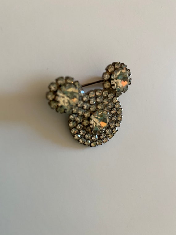 Vintage Rhinestone Mickey Mouse Shape Pin Brooch - image 4