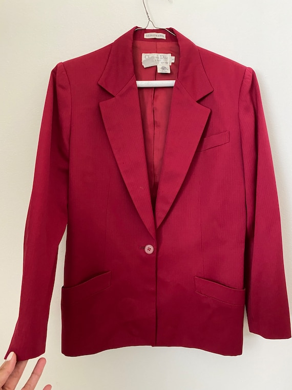 Vintage Christian Dior Suit Dark Red One Button B… - image 1