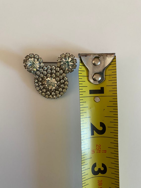 Vintage Rhinestone Mickey Mouse Shape Pin Brooch - image 5