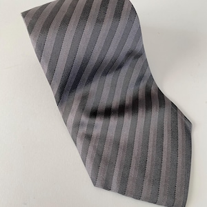 VTG Striped Black and Metallic Gray Giorgio Armani Silk Tie
