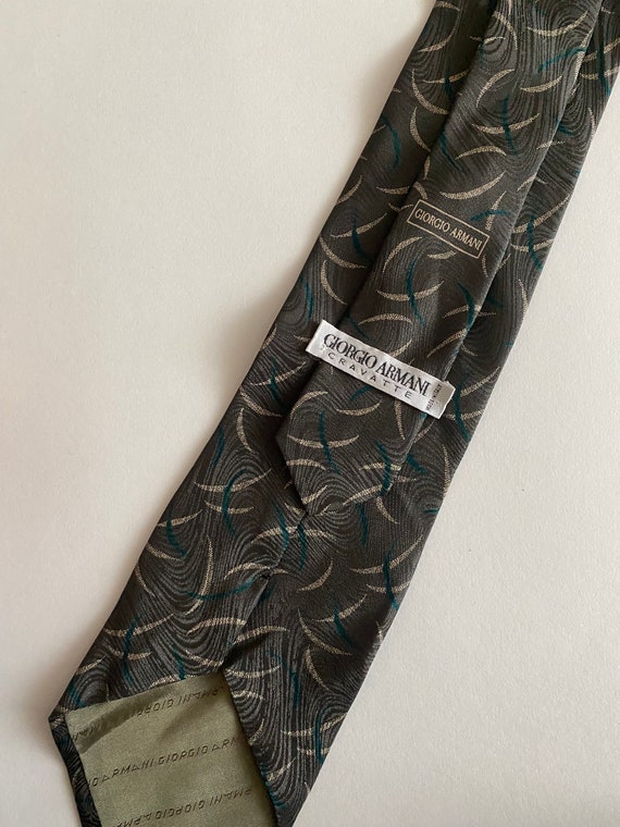 Vintage Giorgio Armani Silk Green Design Tie - image 2