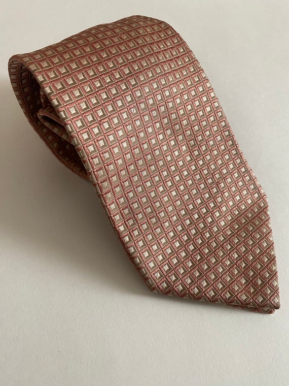 Vintage Giorgio Armani Pink and Cream Silk Tie