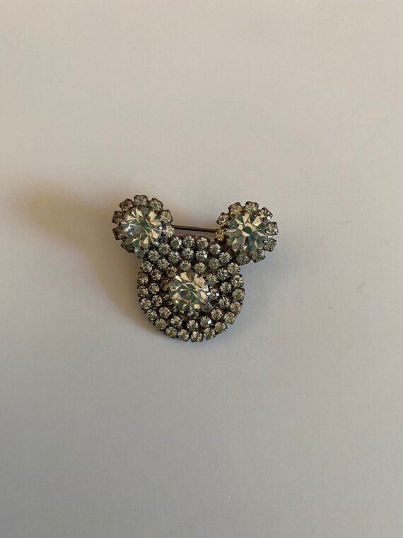 Vintage Rhinestone Mickey Mouse Shape Pin Brooch - image 8