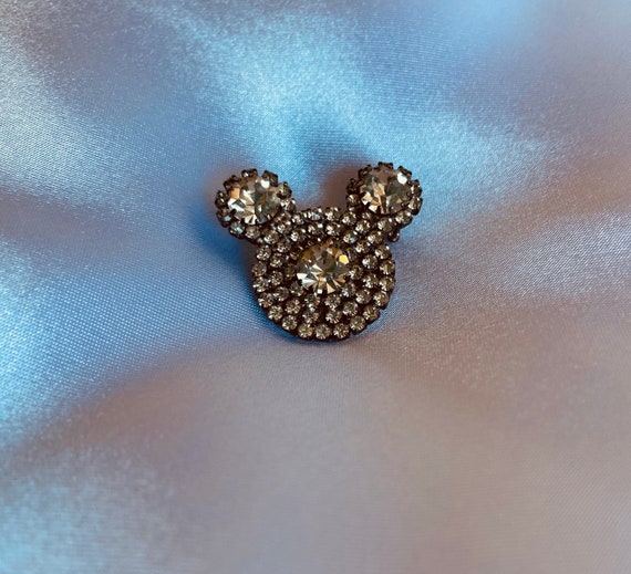 Vintage Rhinestone Mickey Mouse Shape Pin Brooch - image 1