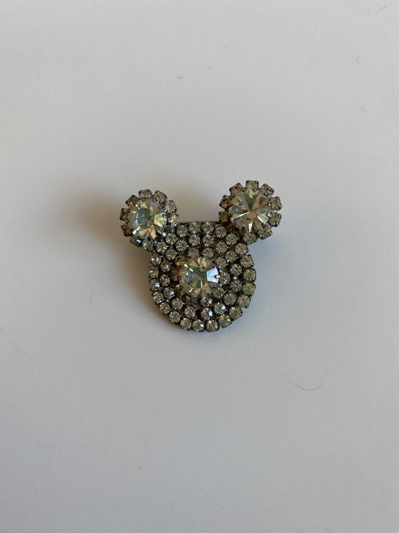 Vintage Rhinestone Mickey Mouse Shape Pin Brooch - image 2