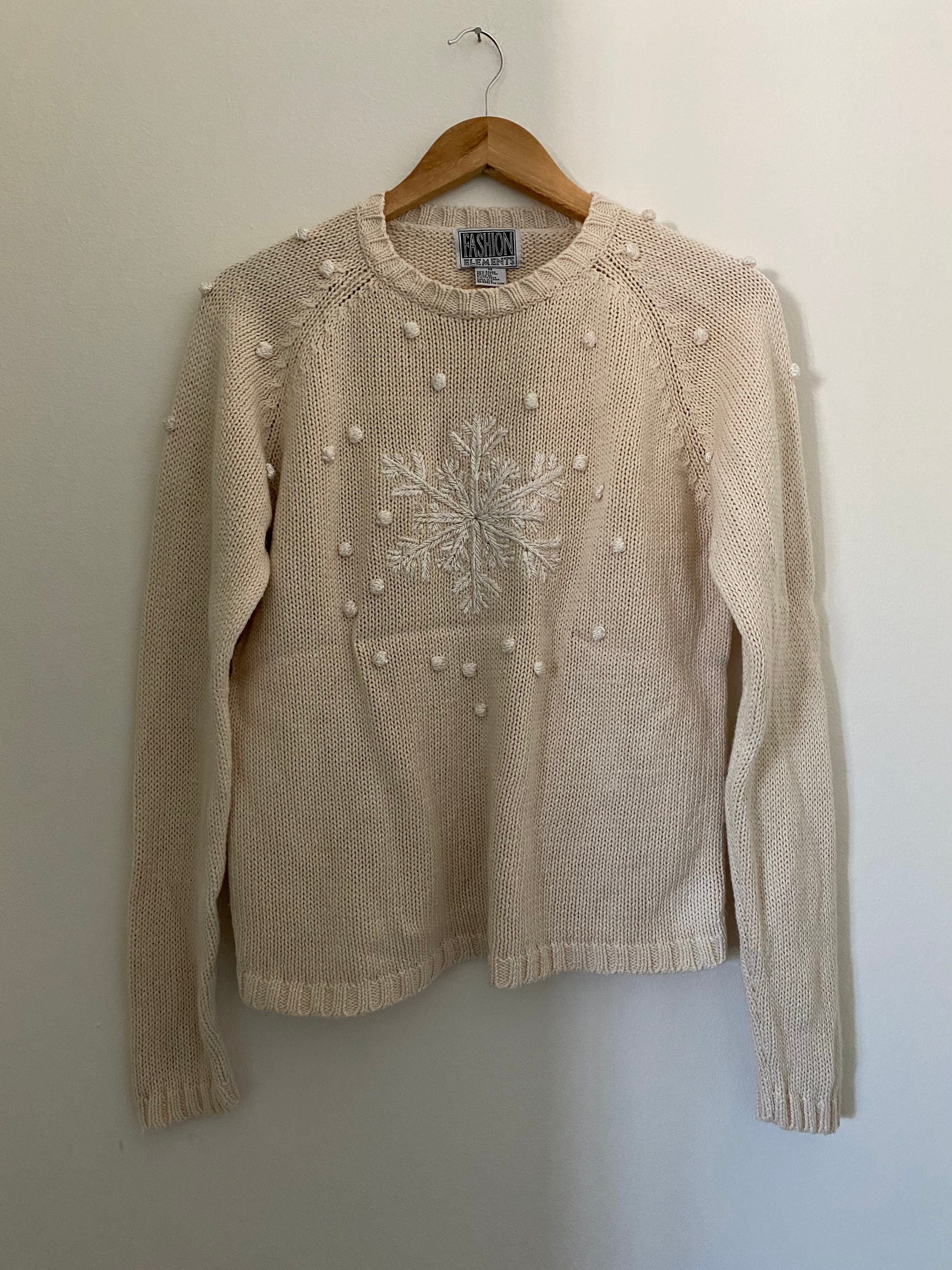 Vintage 90s Snowflake Holiday Ugly Sweater Size M - Etsy