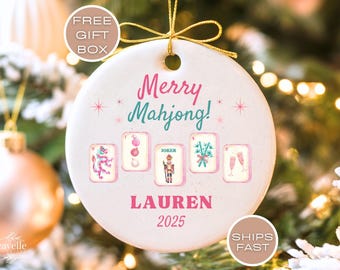 Mahjong Christmas ornament, personalized mahjong gift, mahjong decorations, mahjong hostess gift, mahjong club, merry mahjong ornament
