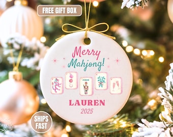Mahjong Christmas ornament, personalized mahjong gift, mahjong decorations, mahjong hostess gift, mahjong club, merry mahjong ornament