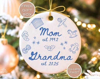 Mom to Grandma ornament,new grandma ornament, promoted to grandma ornament, first christmas as grandma ornament, first time grandma ornament