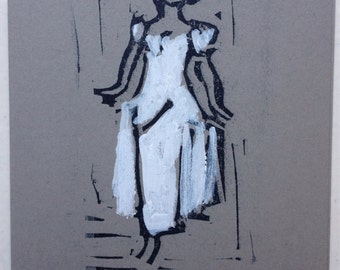 Note card-- woman in white