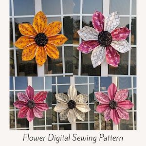 Quilted Fabric Flower Sewing Pattern, DIY Wreath Decor (PDF Pattern)