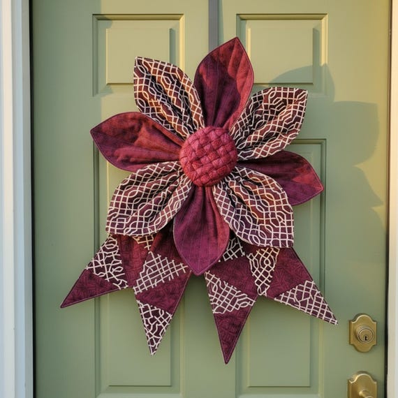 Quilted Flower Bow Sewing Pattern, DIY Door Hanger (PDF Pattern)