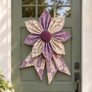 Oversized Giant Quilted Flower Bow Sewing Pattern, DIY Event Patchwork Wall Hanger Door Decoration