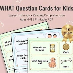 What Questions Flashcards for Kids, Speech Therapy Activity (PDF Download)
