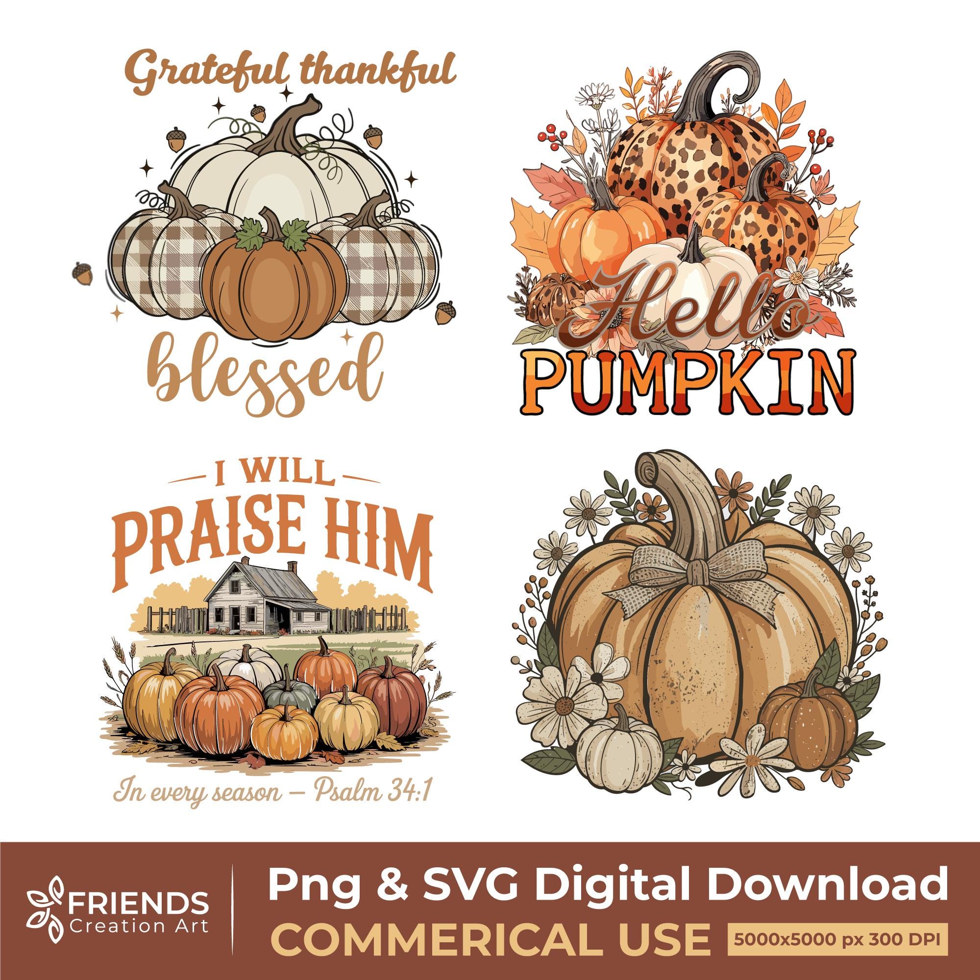 Fall Pumpkin SVG Bundle: Christian Thanksgiving Designs (digital ...