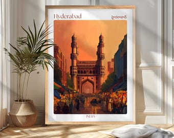 Hyderabad Indien Reiseplakat: Wanderlust Haus und Büro Dekor, Geschenk für Reisende